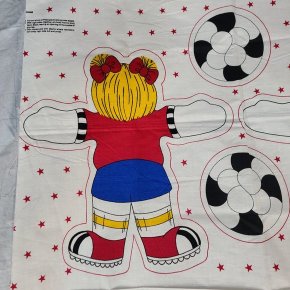 Soccer Boy&Girl/Soccer Balls Cut&Sew Fabric Panel VINTAGE!! - Picture 6 of 6